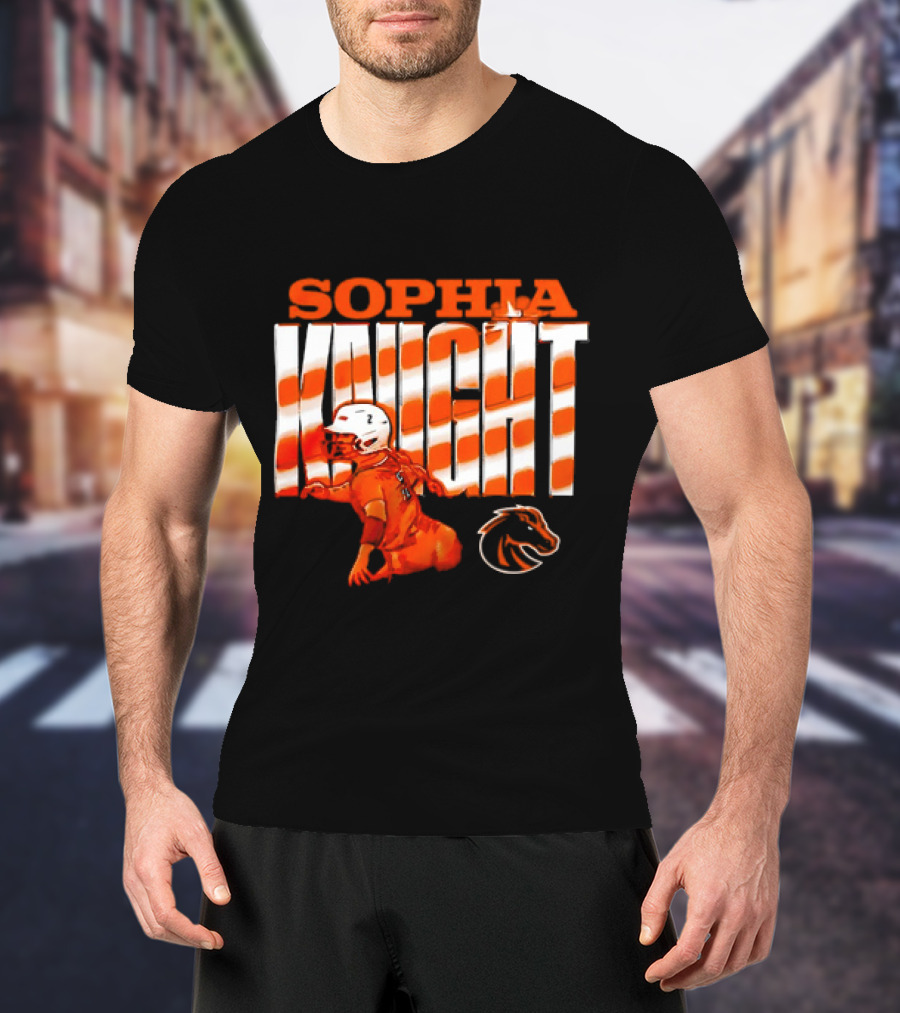 Boise State Broncos Sophia Knight Football Cartoon With Bronco T-Shirt