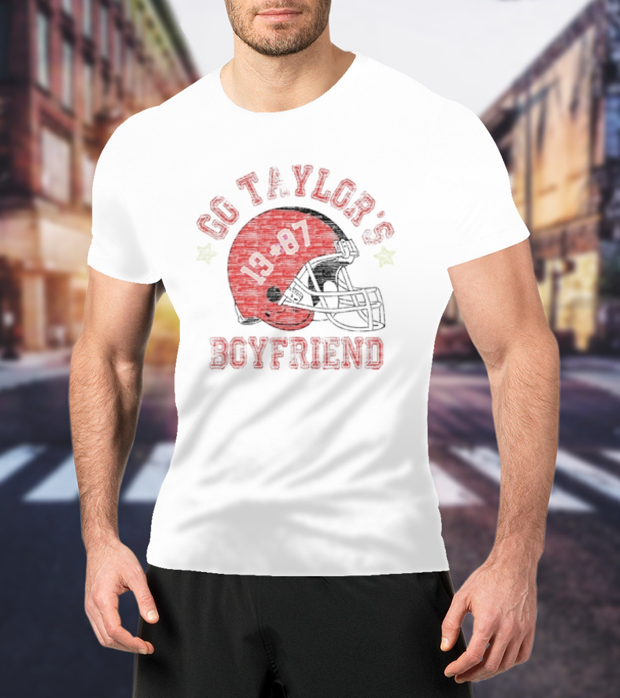 Go Taylor’s Boyfriend 13 87 Football Helmet T-Shirt