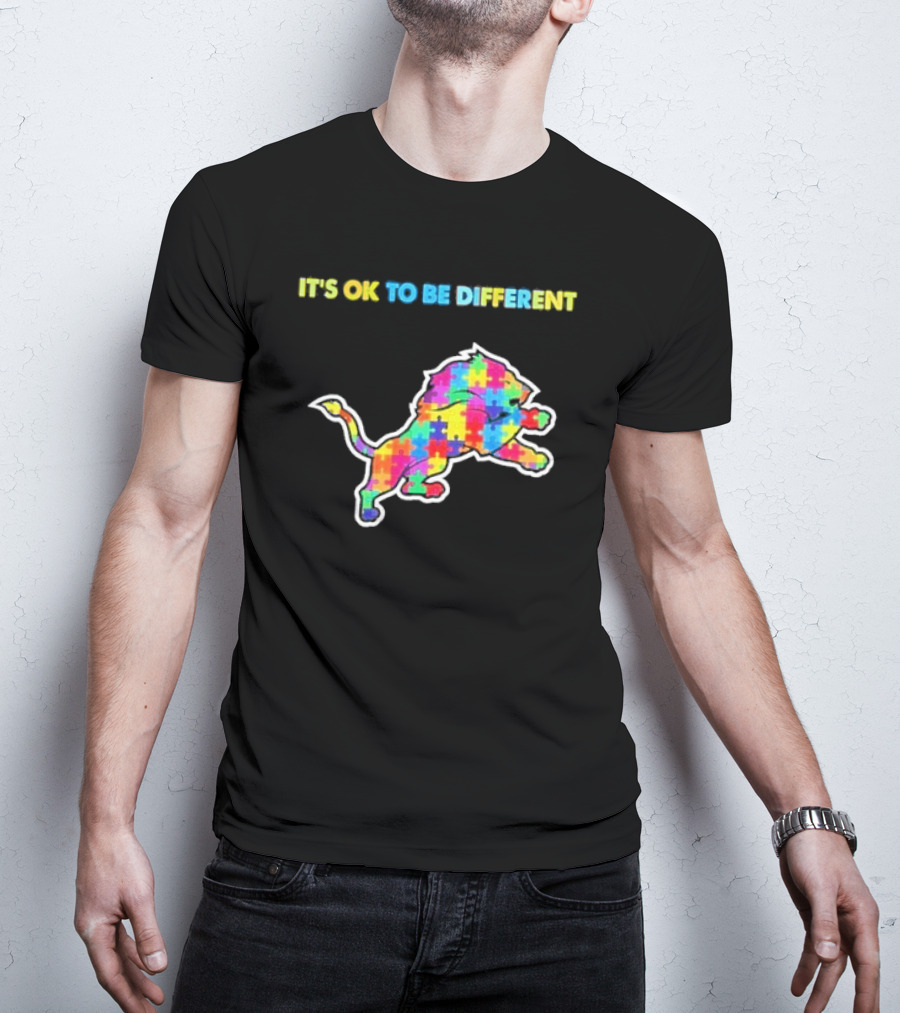 It's Ok To Be Different Autism Puzzle Lion T-Shirt