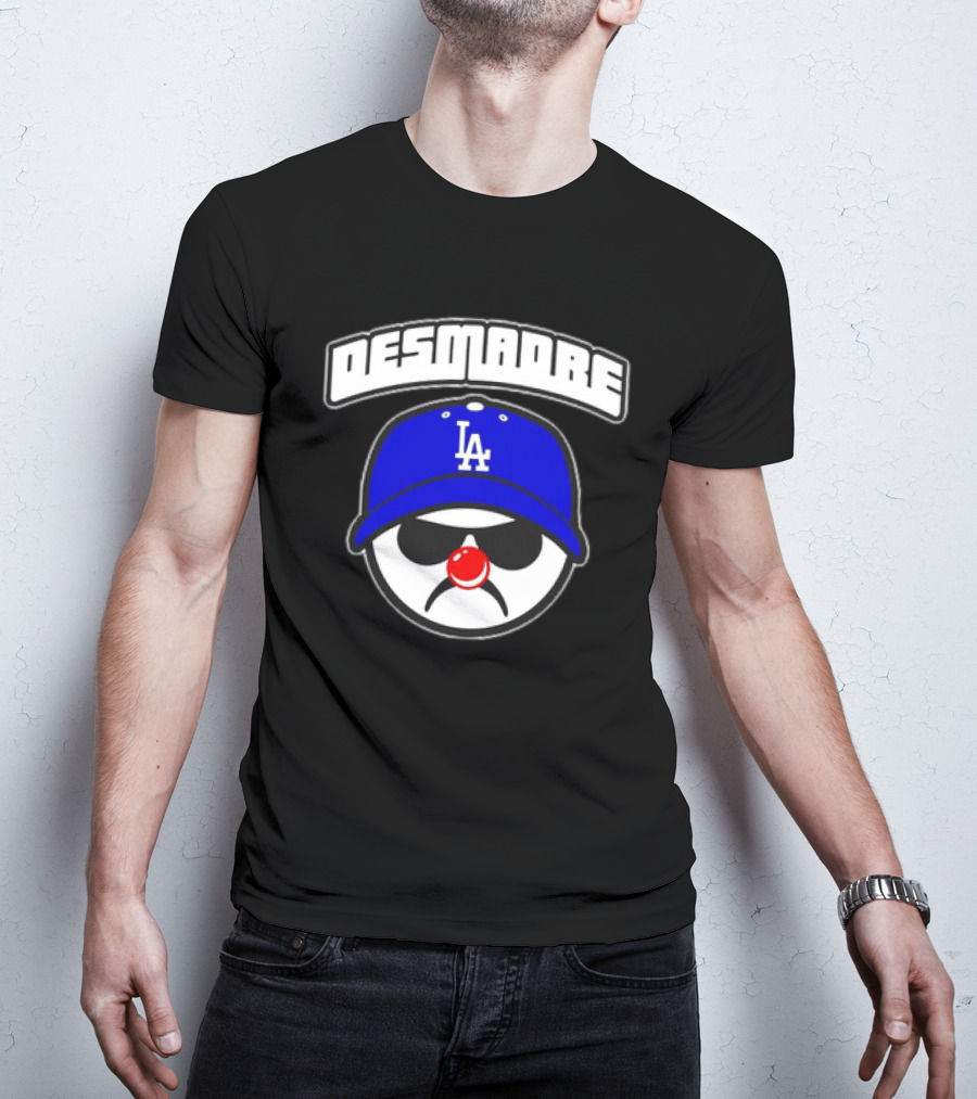 Desmadre LA Dodgers Blue Hat Clown Nose Face T-Shirt