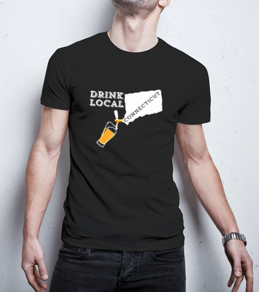 Drink Local Connecticut Map Craft Beer T-Shirt