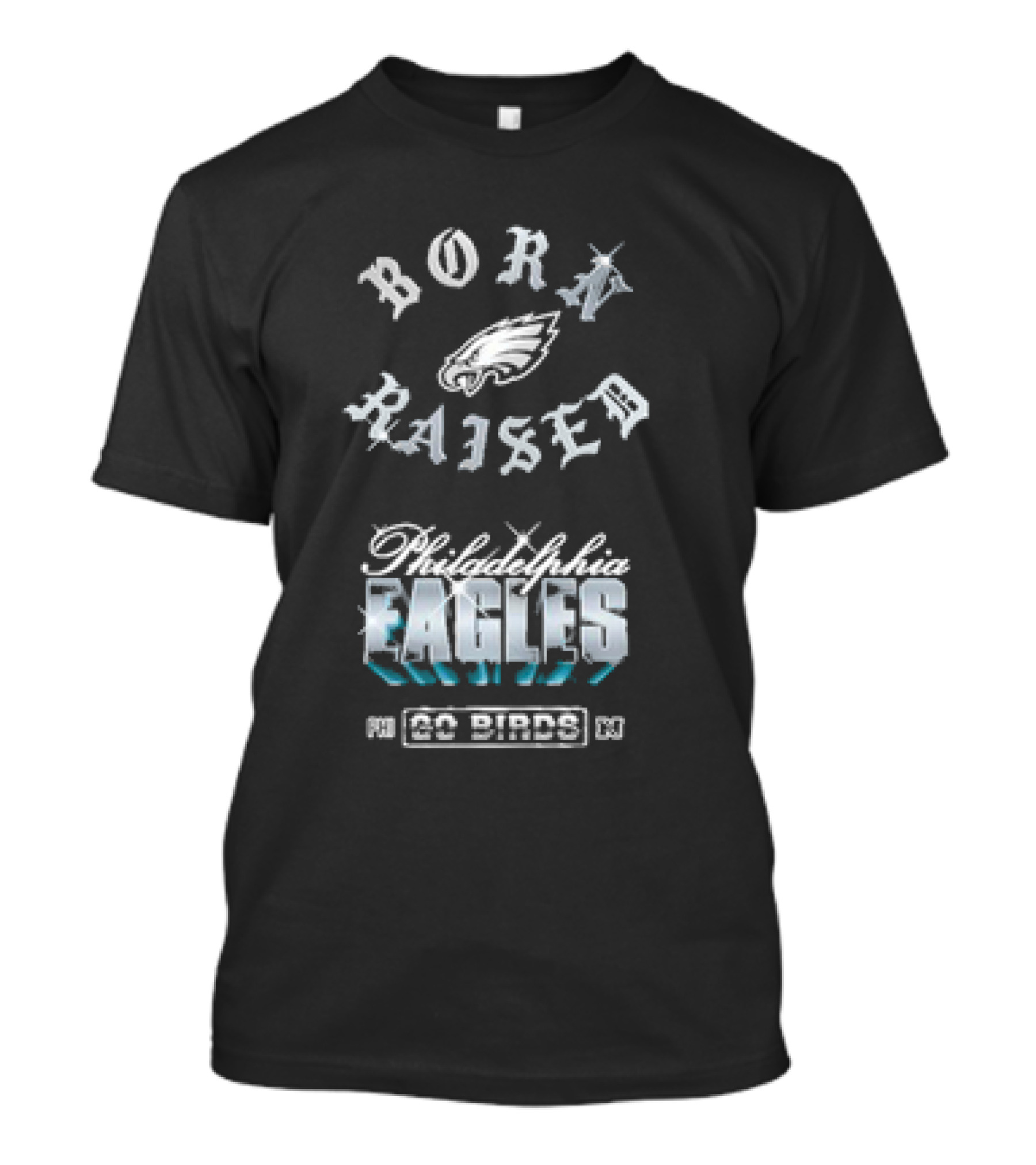 Born Raised Philadelphia Eagles Go Birds Chrome Rocker T-Shirt