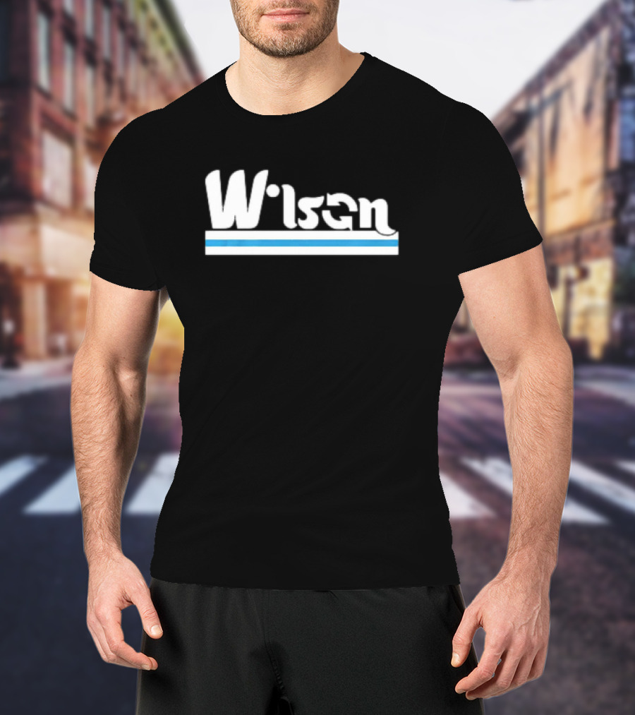 Wilson Retro Logo Style With Blue And White Stripe T-Shirt