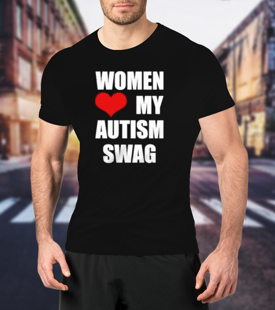 Women Love My Autism Swag Red Heart T-Shirt