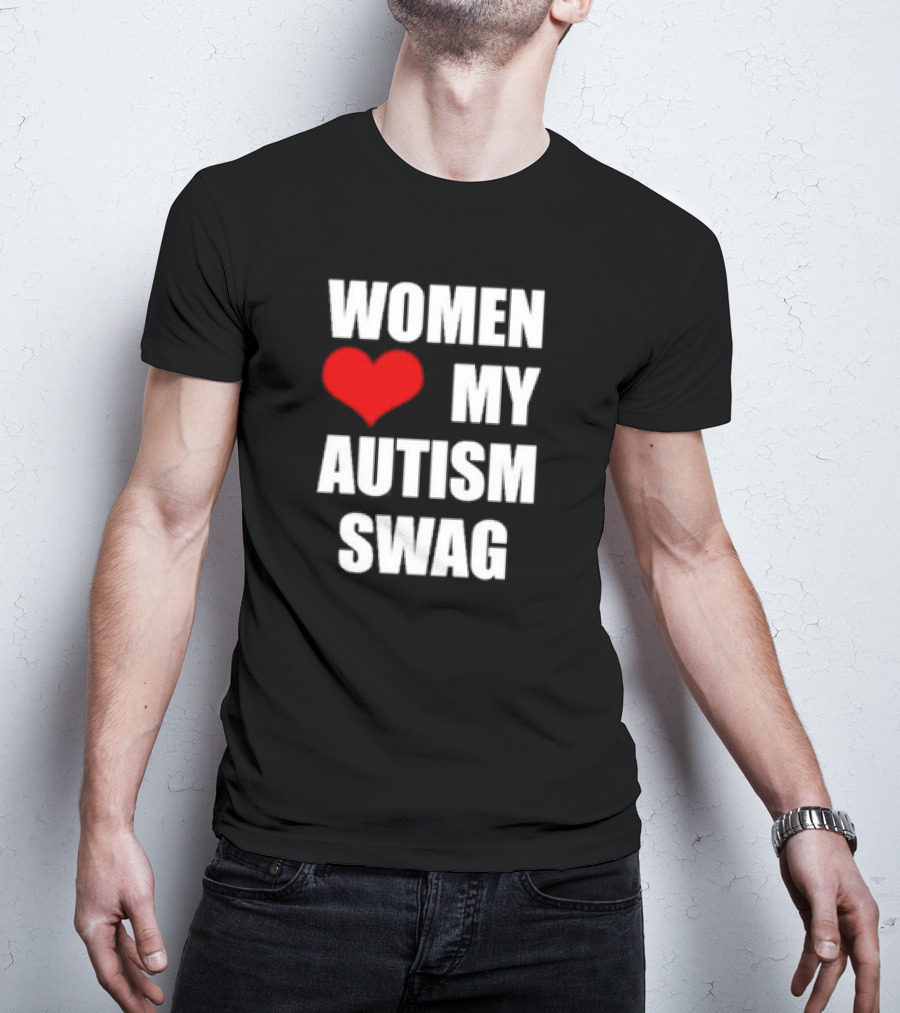 Women Love My Autism Swag Red Heart T-Shirt