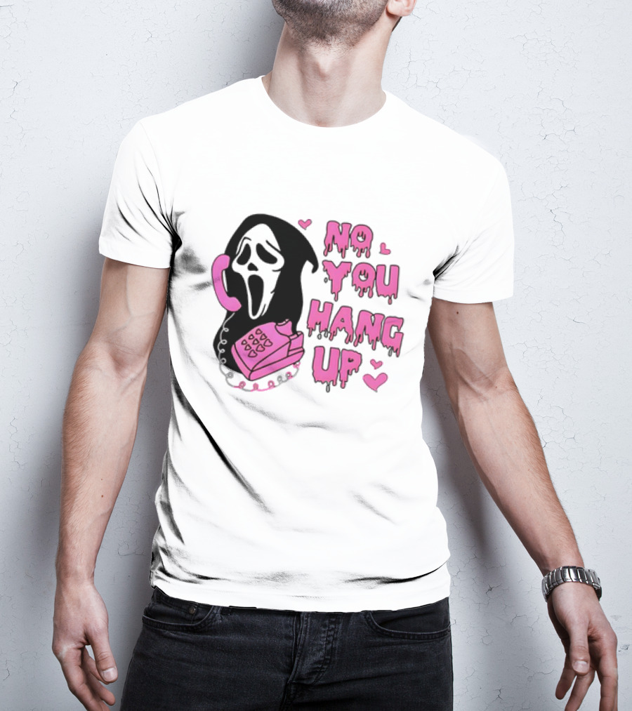 Ghost Face No You Hang Up Pink Phone Scream Hearts T-Shirt