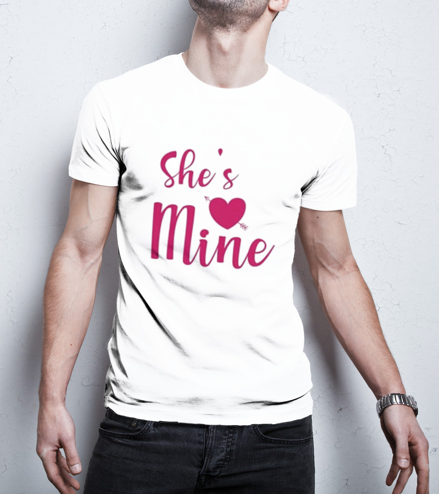 Valentine's Day She's Mine Heart With Arrow T-Shirt