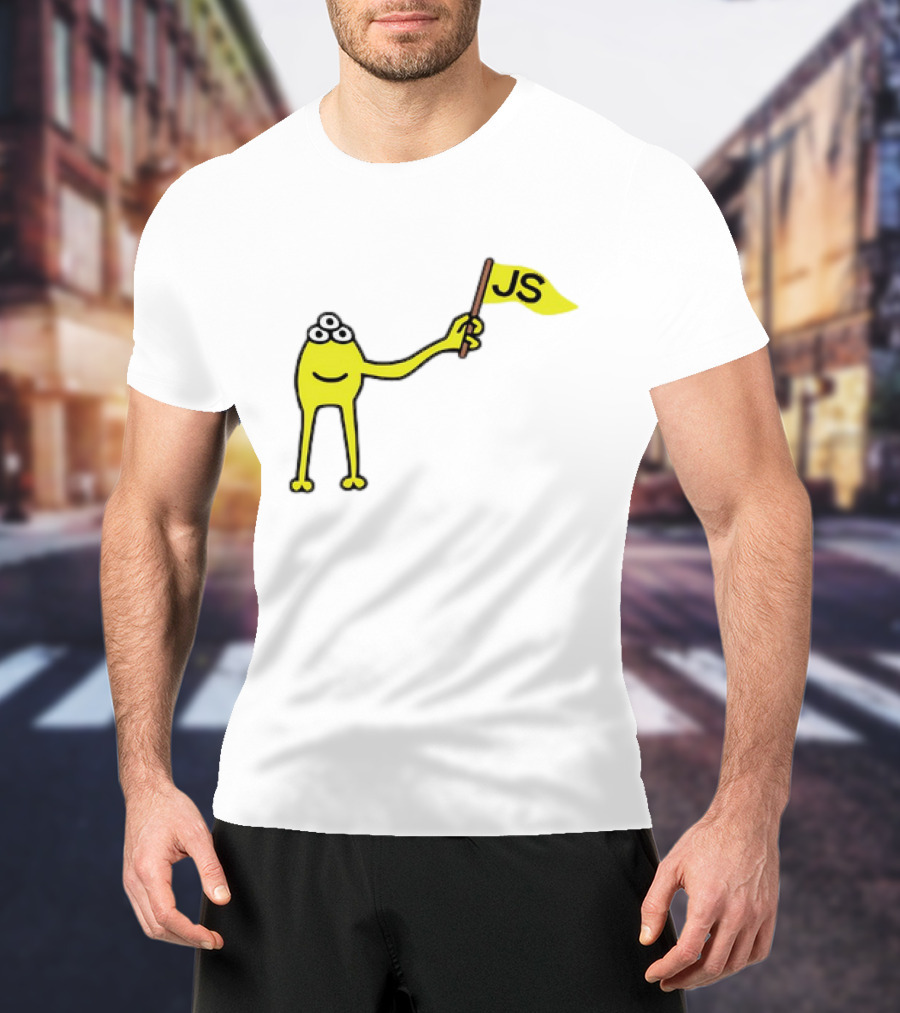 Yellow Three-Eyed Monster Waving JS Flag T-Shirt