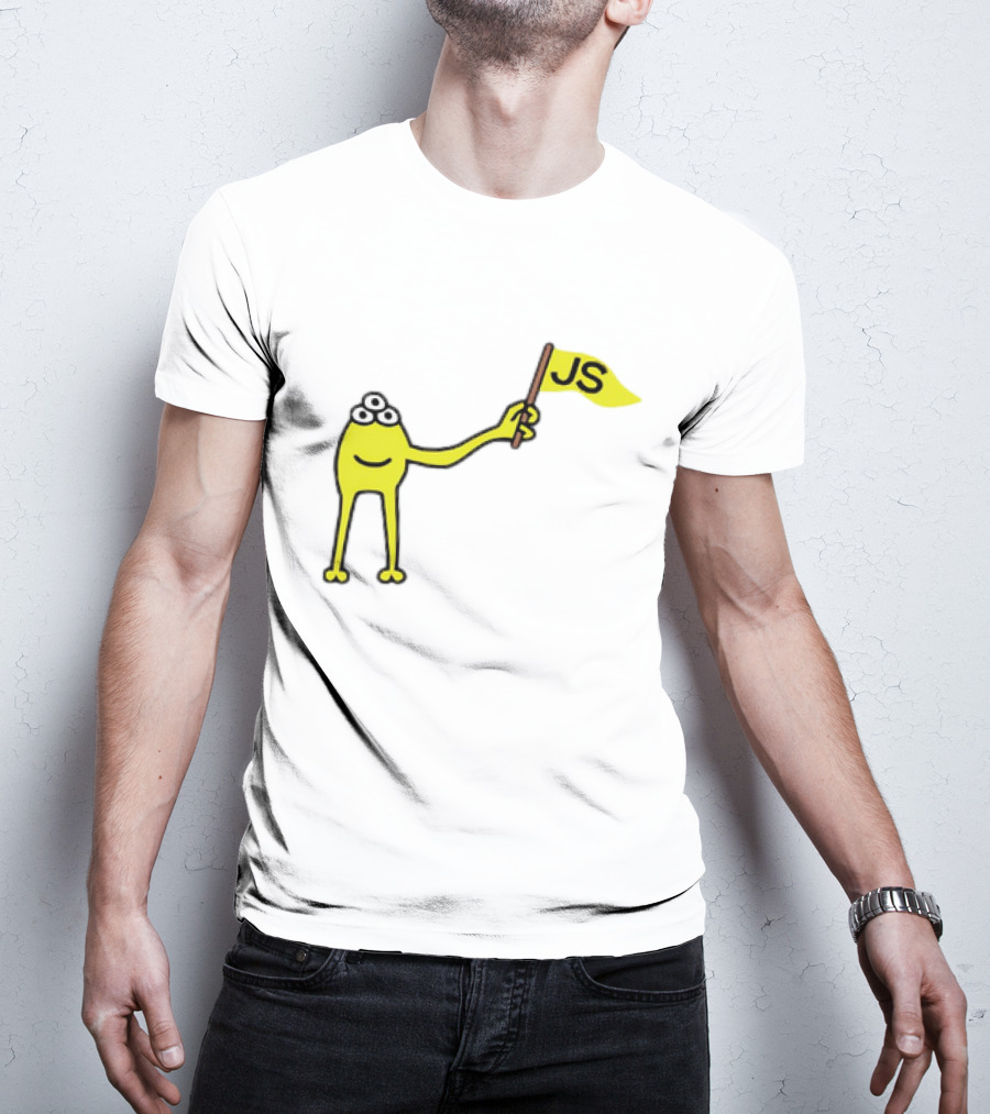 Yellow Three-Eyed Monster Waving JS Flag T-Shirt