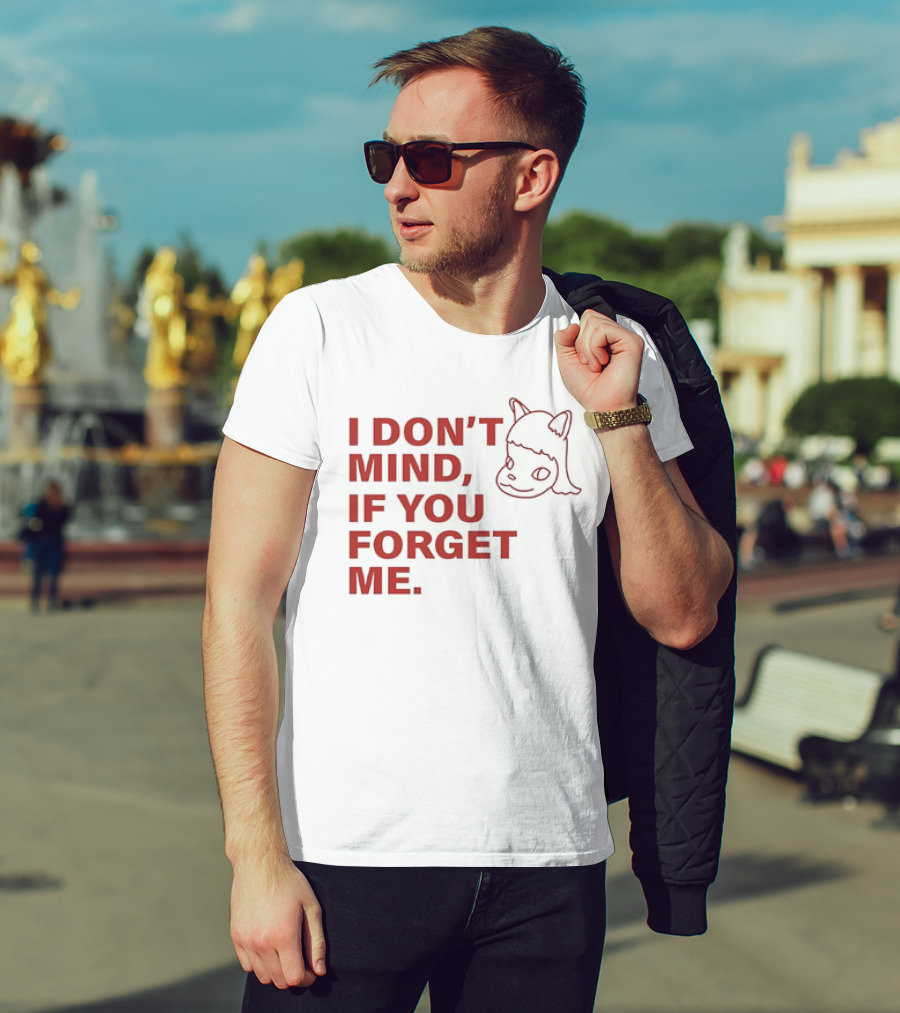Yoshitomo Nara I Don’t Mind If You Forget Me Red Text With Character Drawing T-Shirt