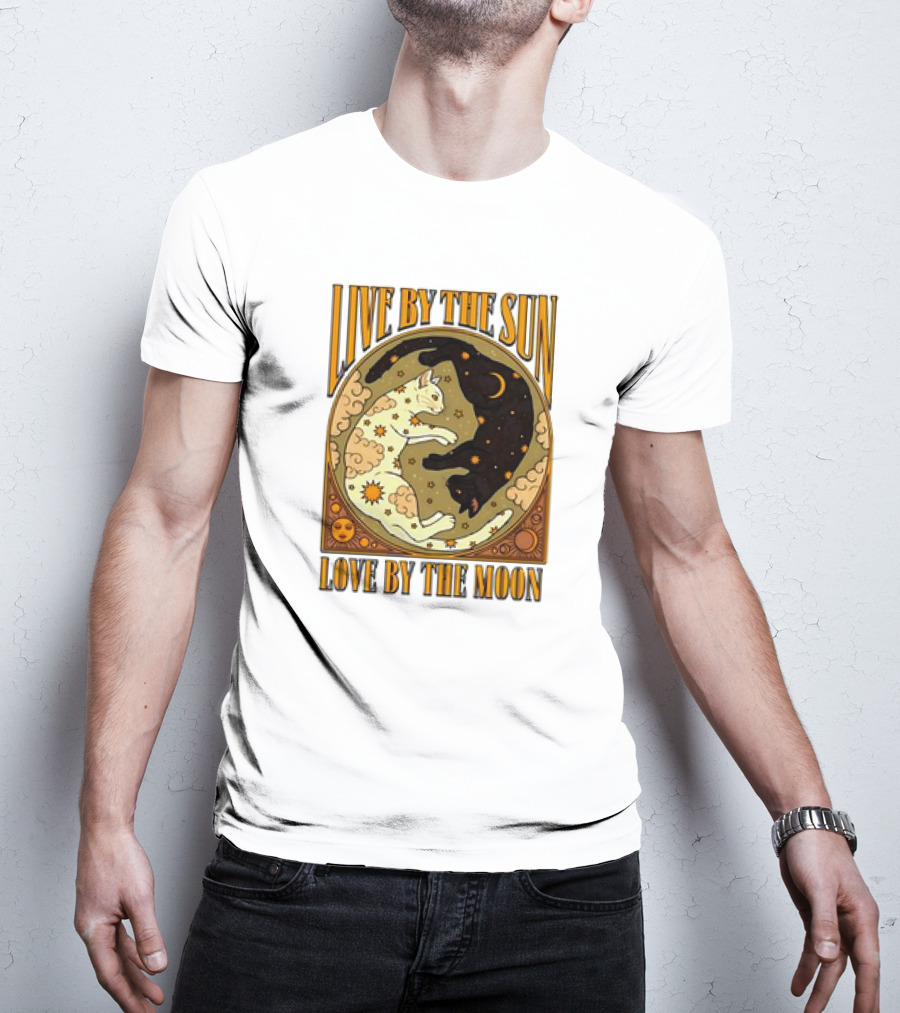 Live By The Sun Love By The Moon Retro Cats T-Shirt
