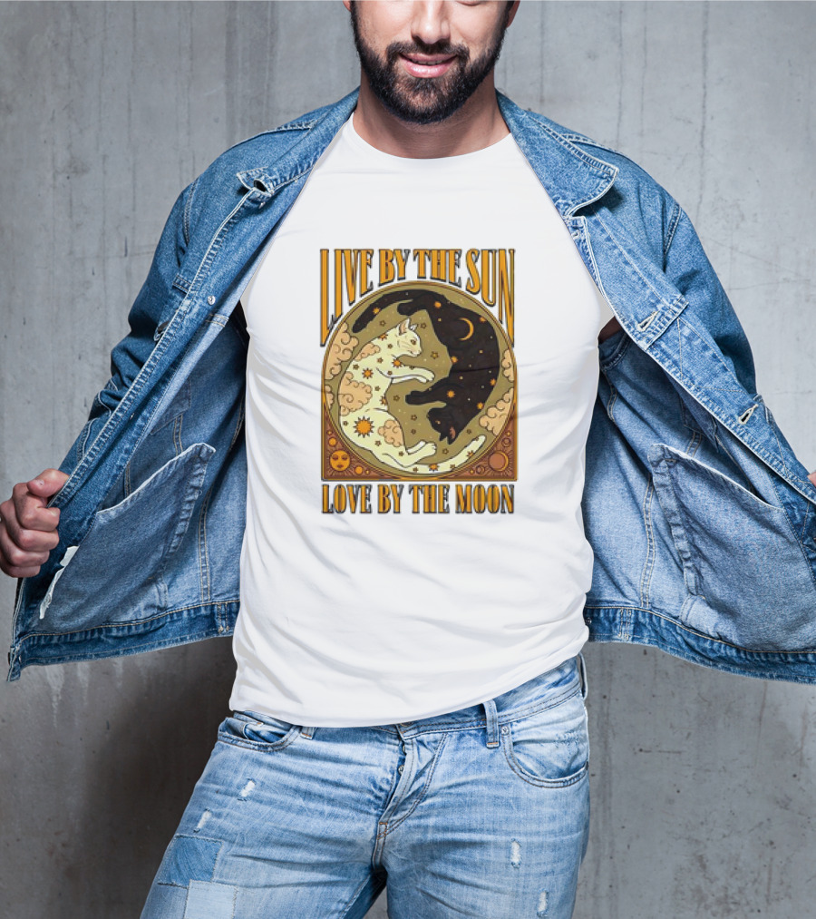 Live By The Sun Love By The Moon Retro Cats T-Shirt