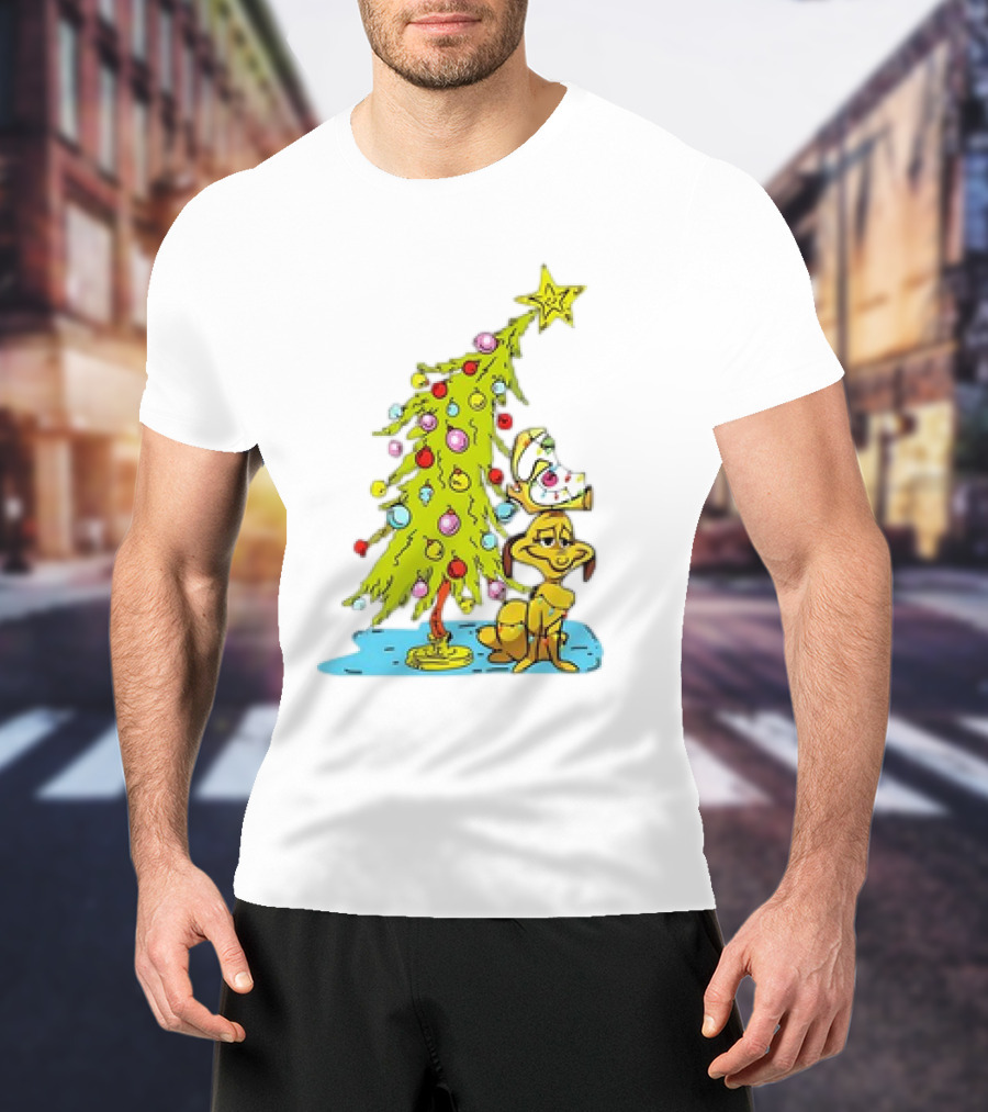 Christmas With Max Dog And Whoville Tree With Lights T-Shirt