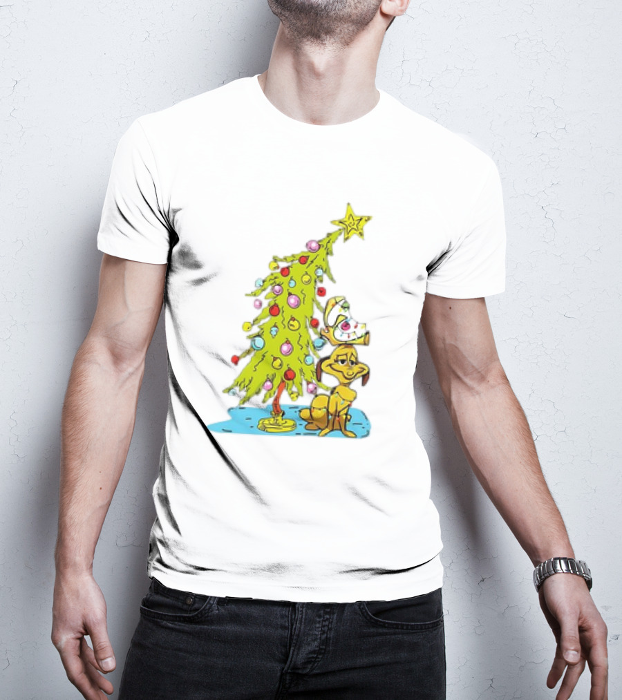 Christmas With Max Dog And Whoville Tree With Lights T-Shirt