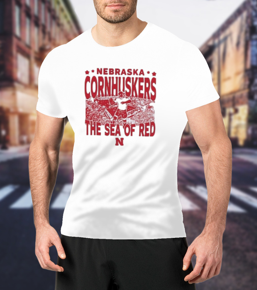 Nebraska Cornhuskers The Sea Of Red Stadium Scene T-Shirt