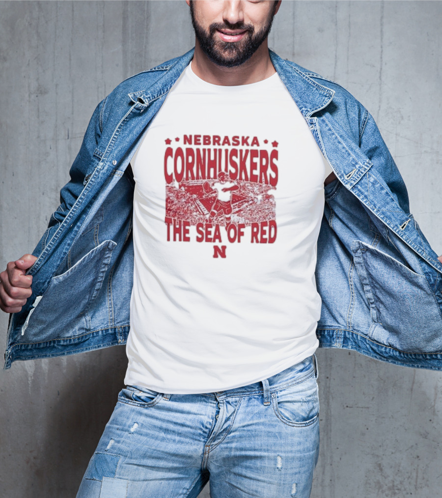 Nebraska Cornhuskers The Sea Of Red Stadium Scene T-Shirt