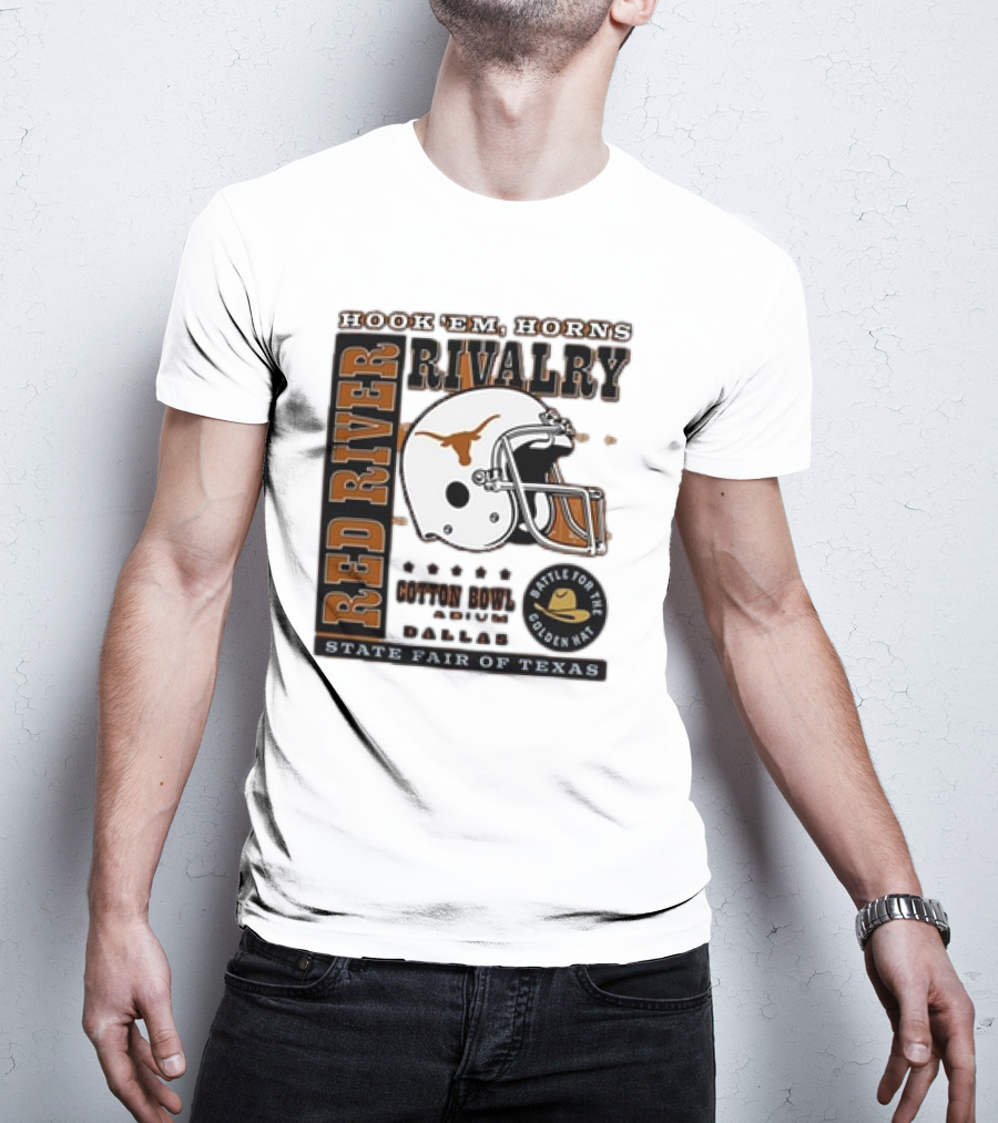 Hook Em Horns Red River Rivalry Cotton Bowl Dallas State Fair Of Texas Battle For The Golden Hat T-Shirt