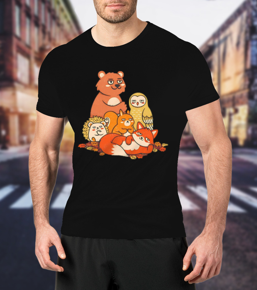 Animals X The Breakfast Club Autumn Edition With Hedgehog, Bear, Owl, Fox, Squirrel T-Shirt