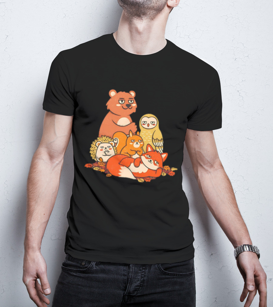 Animals X The Breakfast Club Autumn Edition With Hedgehog, Bear, Owl, Fox, Squirrel T-Shirt