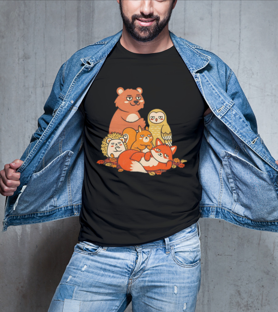 Animals X The Breakfast Club Autumn Edition With Hedgehog, Bear, Owl, Fox, Squirrel T-Shirt