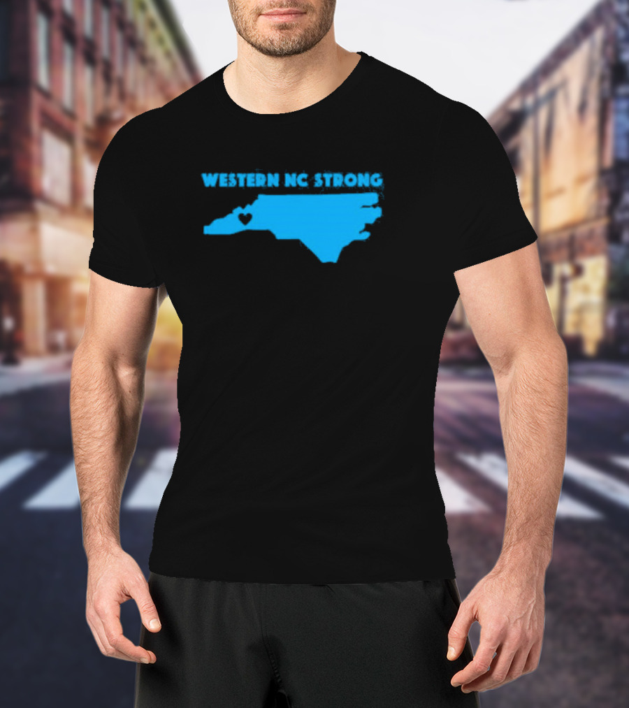 Western NC Strong Heart North Carolina Map T-Shirt