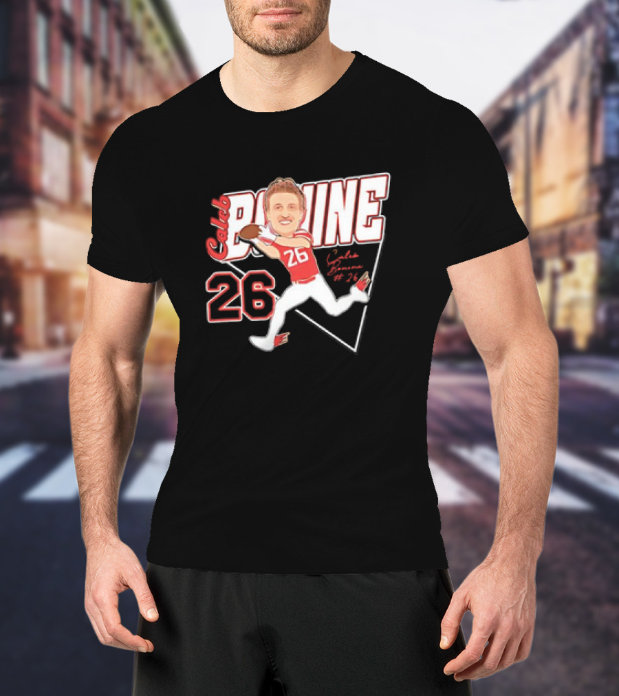 Caleb Bonine #26 Caricature Louisiana Ragin’ Cajuns Player Football T-Shirt