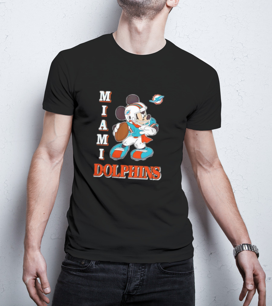 Mickey Mouse Miami Dolphins Football T-Shirt