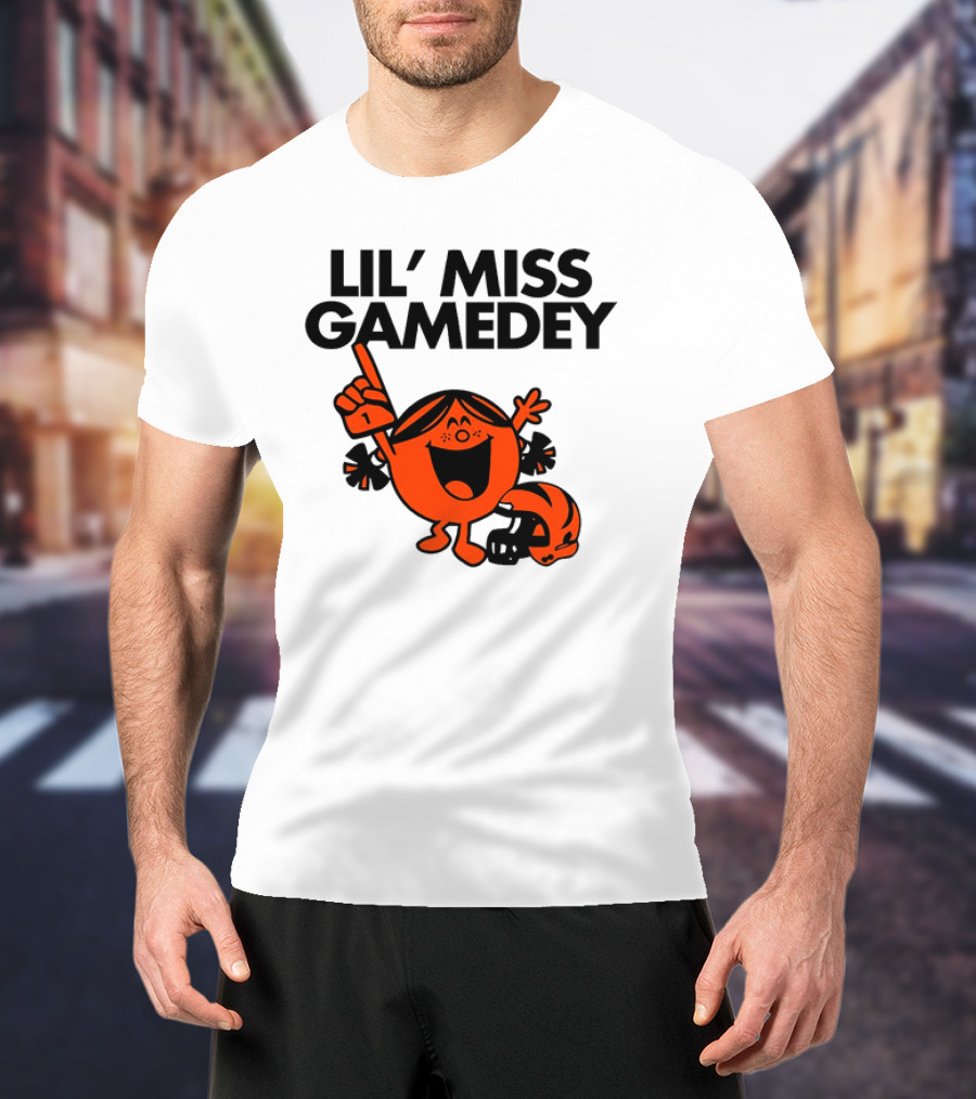 Lil Miss Gamedey Cincinnati Bengals Football Fandom Icon With Cheerful Character And Helmet T-Shirt