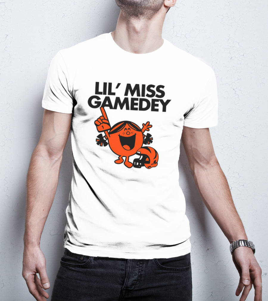 Lil Miss Gamedey Cincinnati Bengals Football Fandom Icon With Cheerful Character And Helmet T-Shirt