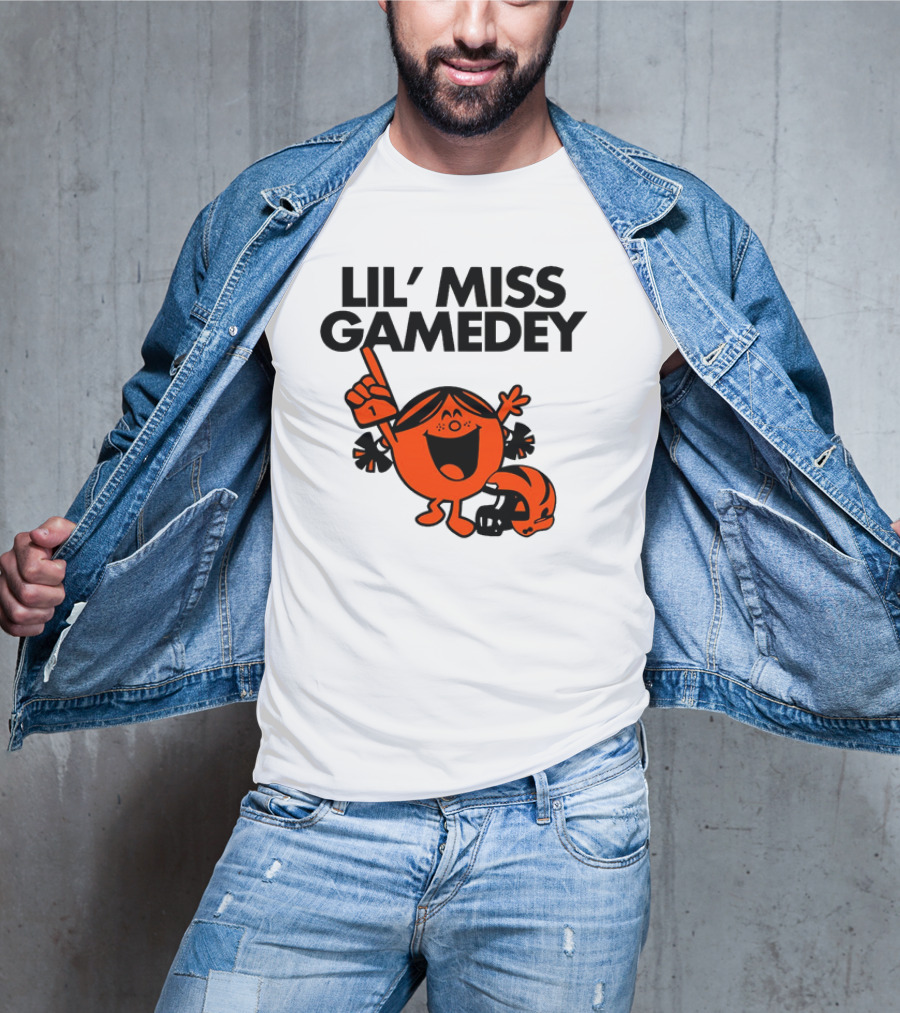 Lil Miss Gamedey Cincinnati Bengals Football Fandom Icon With Cheerful Character And Helmet T-Shirt