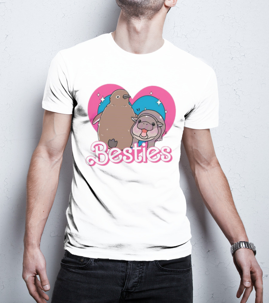 Best Friends Moo Deng Pesto Friendship Barbie Besties Heart T-Shirt
