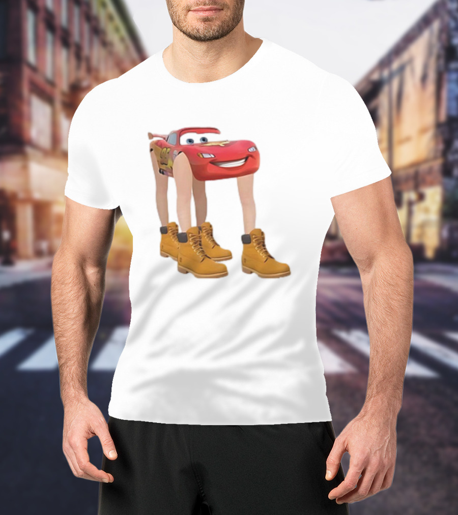 Lightning McQueen With Legs Cartoon Boots T-Shirt