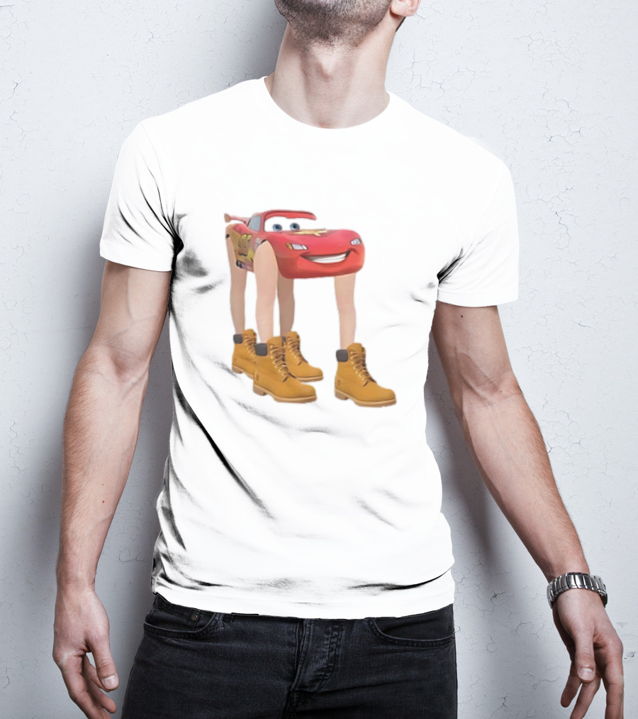 Lightning McQueen With Legs Cartoon Boots T-Shirt