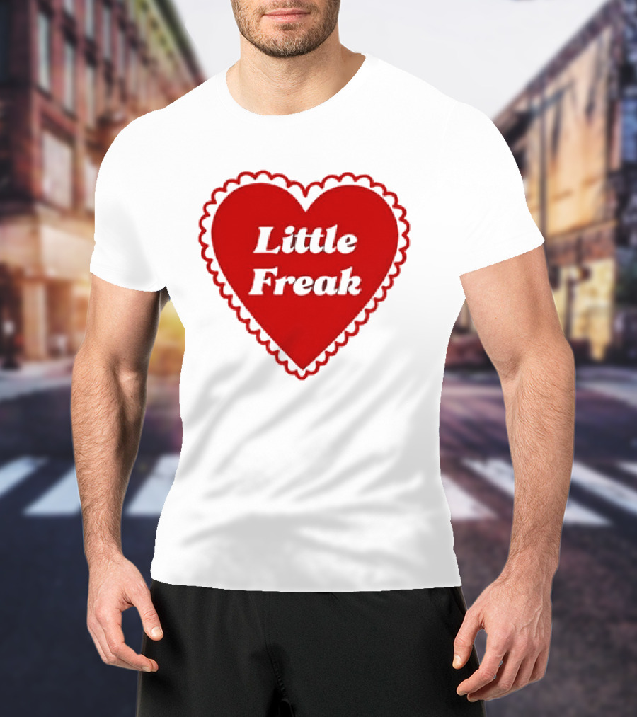 Little Freak Heart Red Scalloped Text T-Shirt