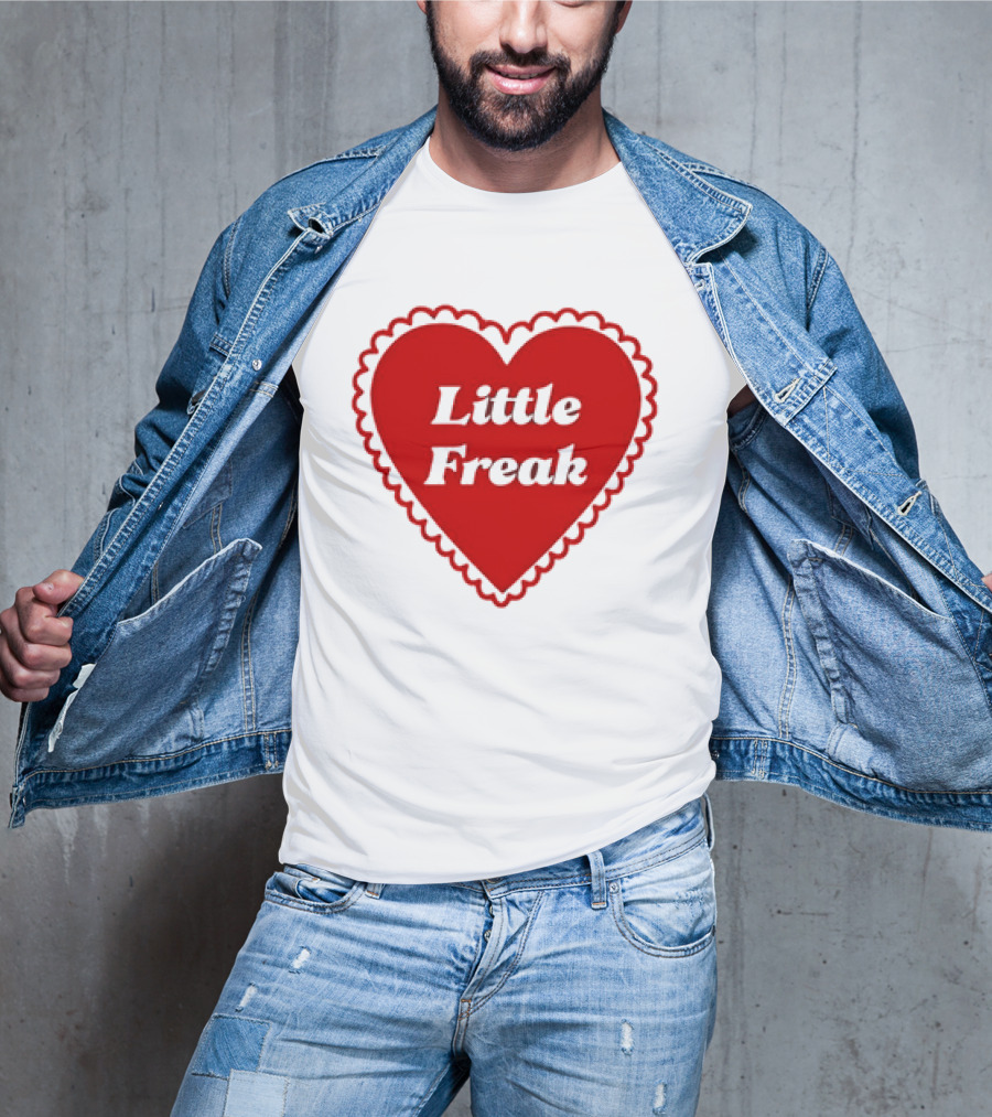 Little Freak Heart Red Scalloped Text T-Shirt