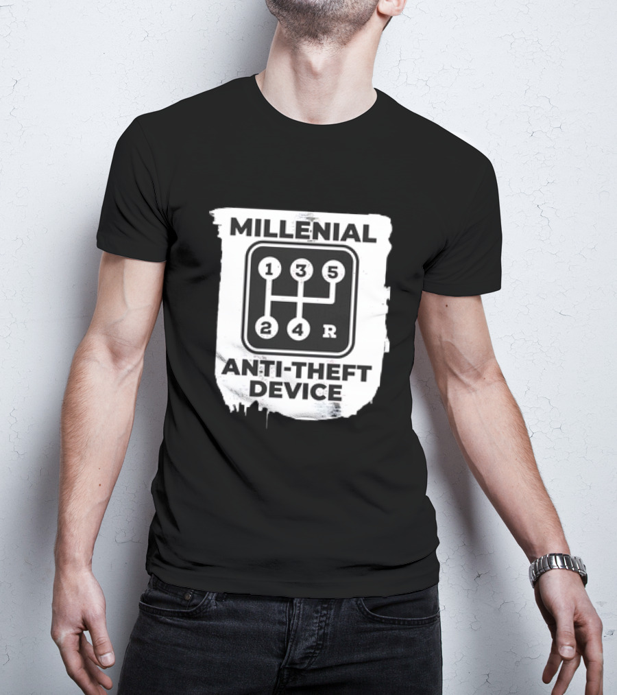Millenial Anti-Theft Device Manual Gear Shift T-Shirt