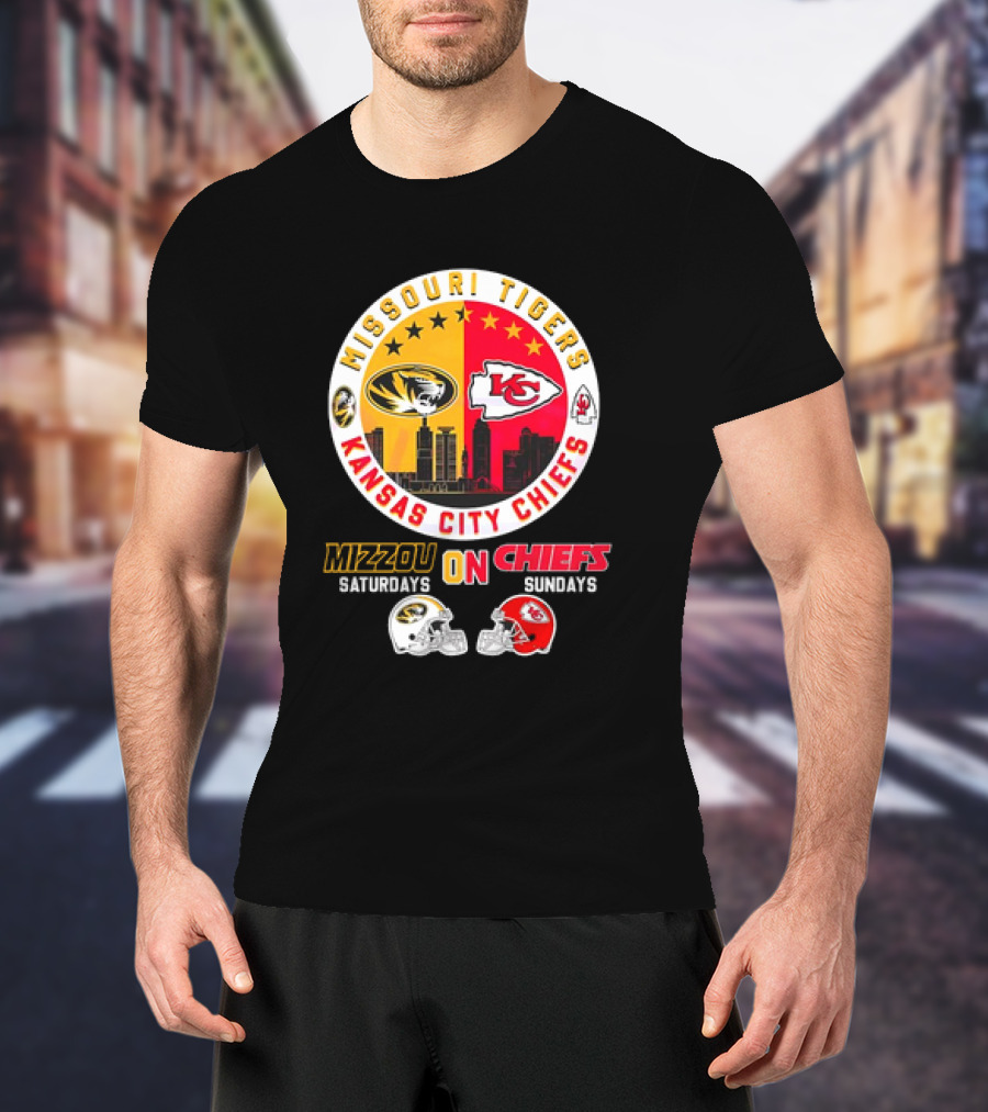 Missouri Tigers Mizzou Saturdays Kansas City Chiefs Sundays T-Shirt