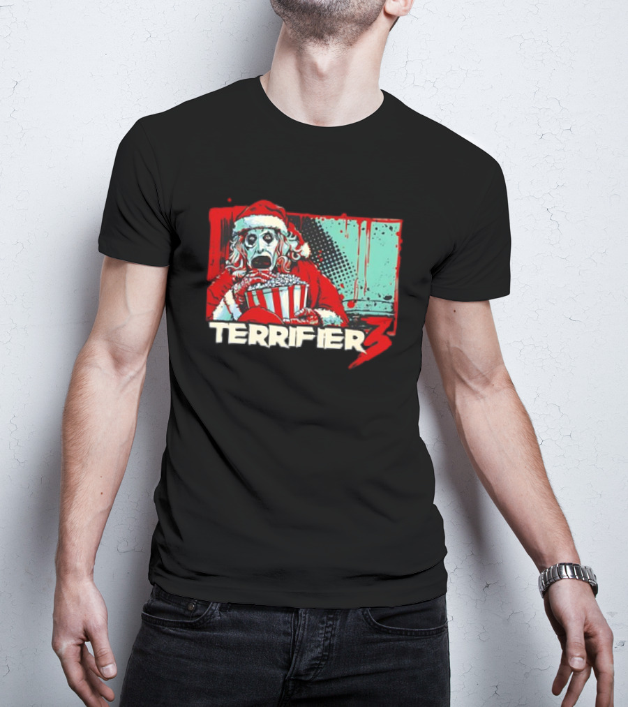 Terrifier 3 Santa Popcorn Horror Scene T-Shirt
