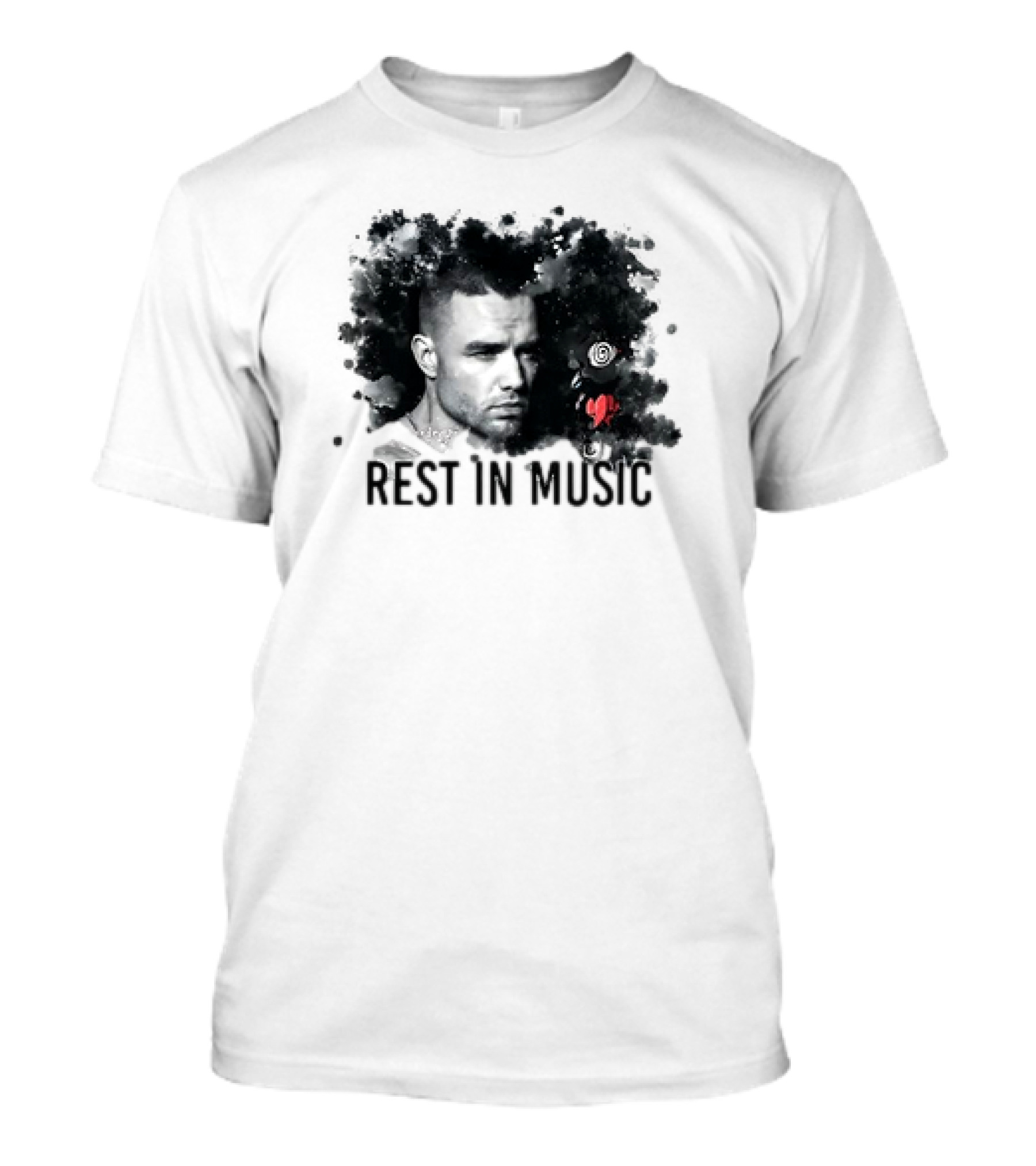 Liam Payne Rest In Music Portrait With Artistic Black And Red Accents T-Shirt