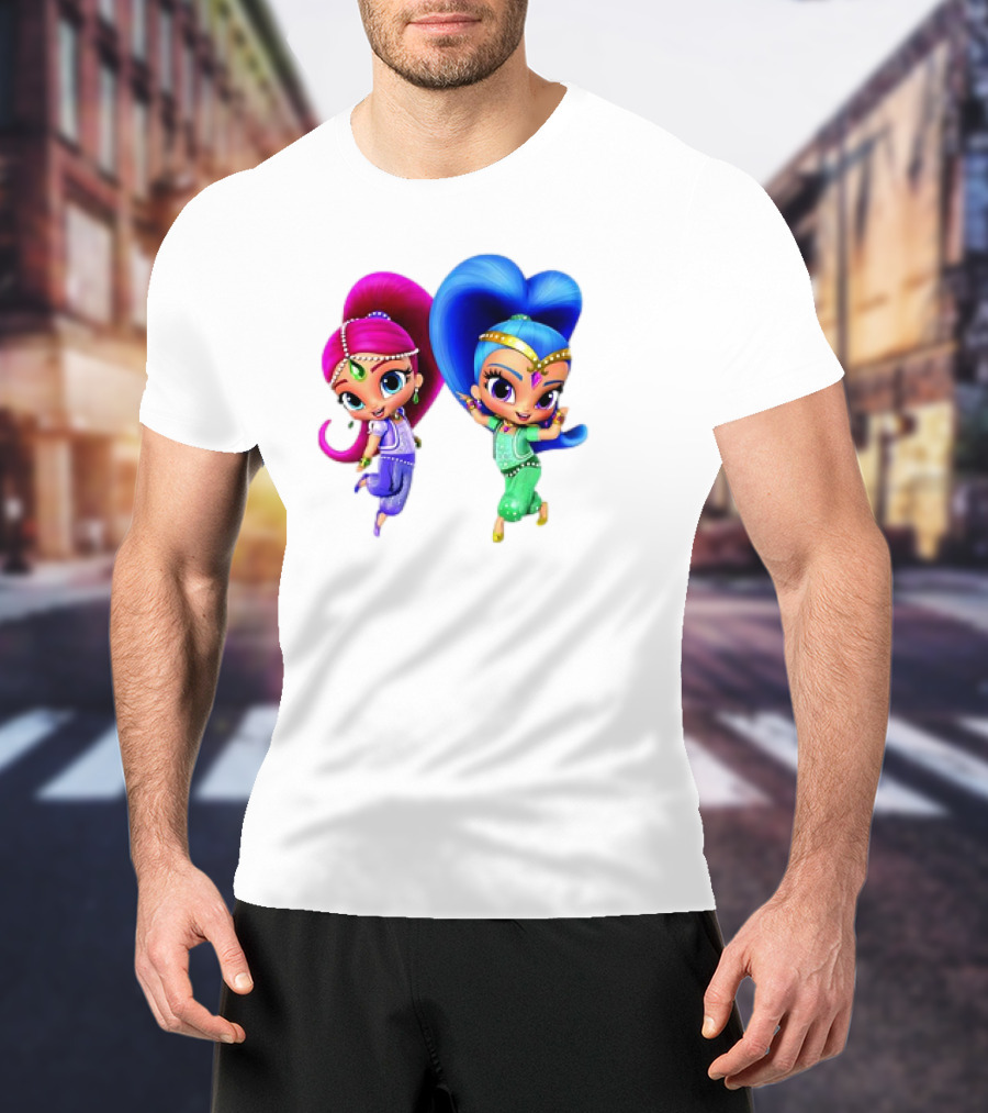 Shimmer And Shine Cartoon Girl Friend Duo With Vibrant Colors T-Shirt