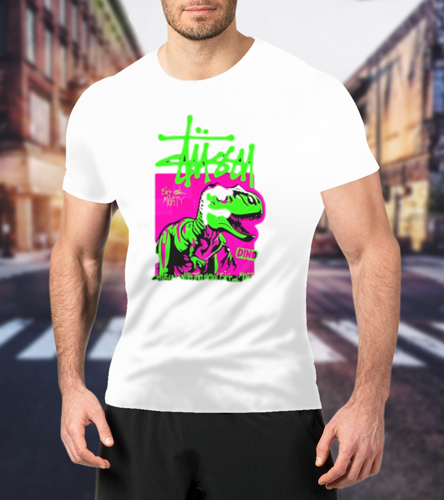 Stussy Big And Meaty Dino Cartoon T-Shirt