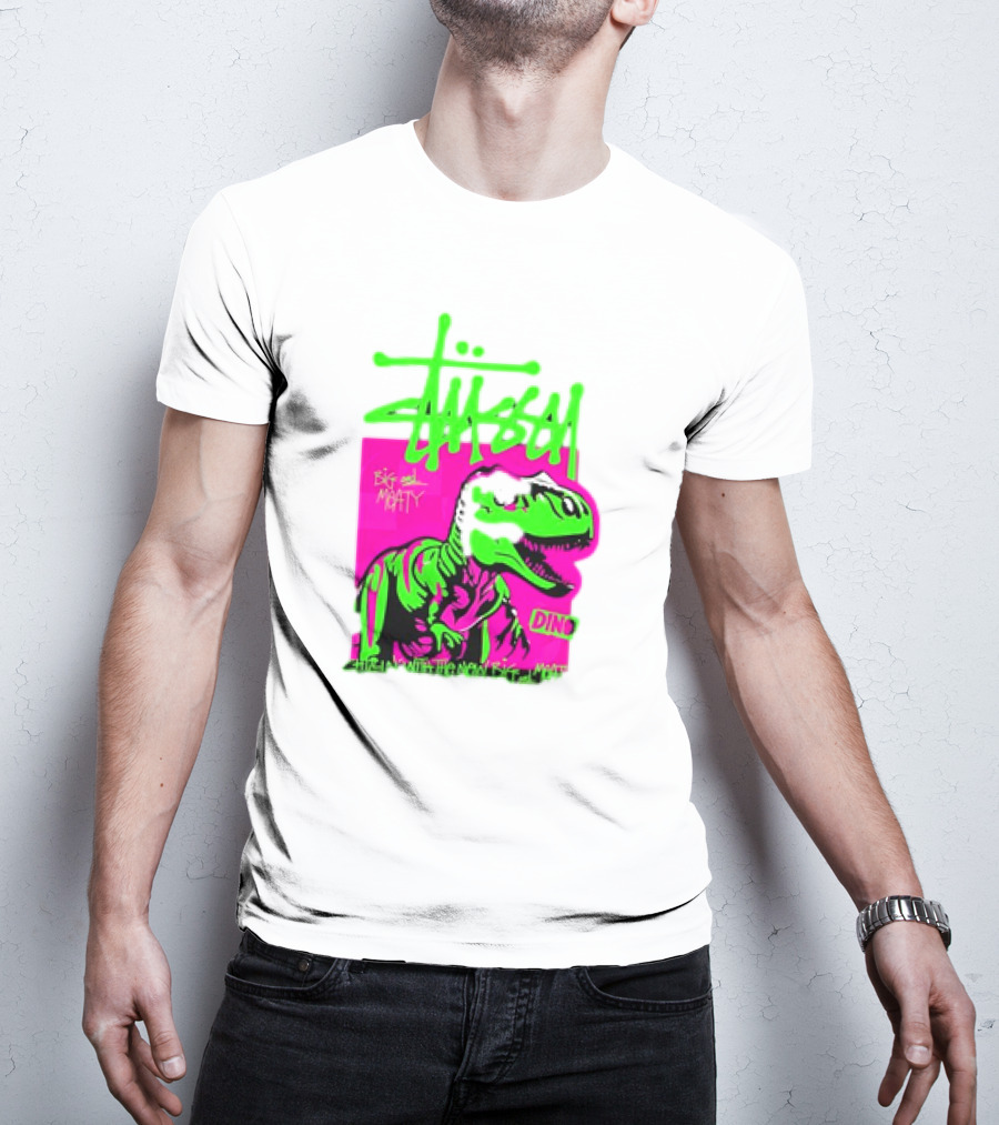 Stussy Big And Meaty Dino Cartoon T-Shirt