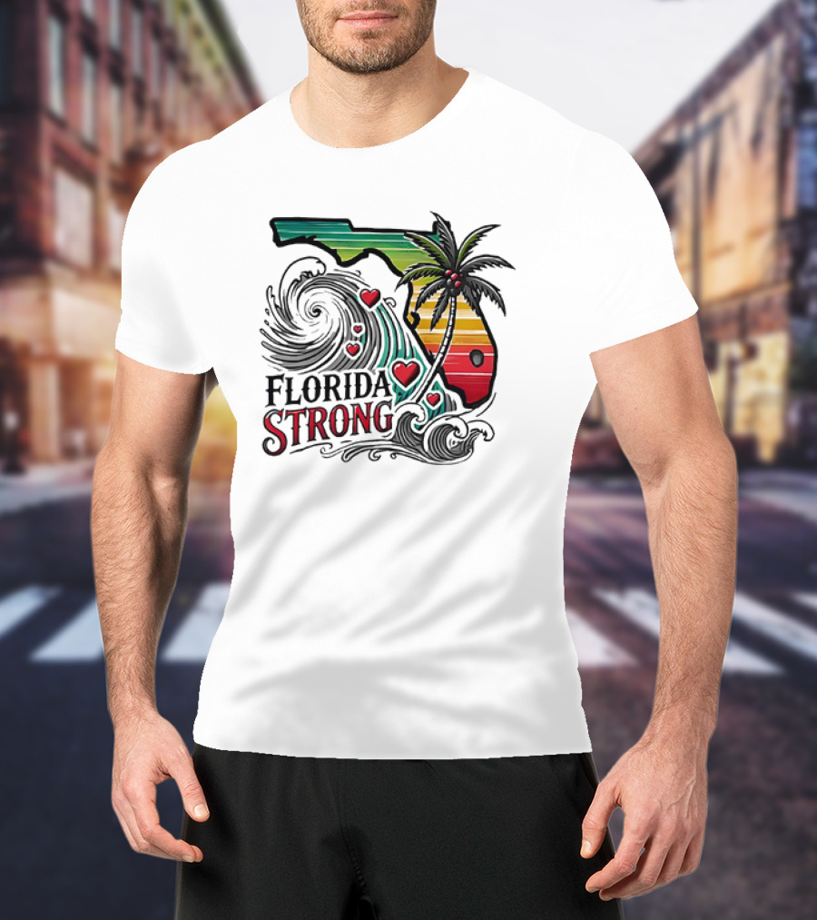Florida Strong Wave Palm Heart T-Shirt