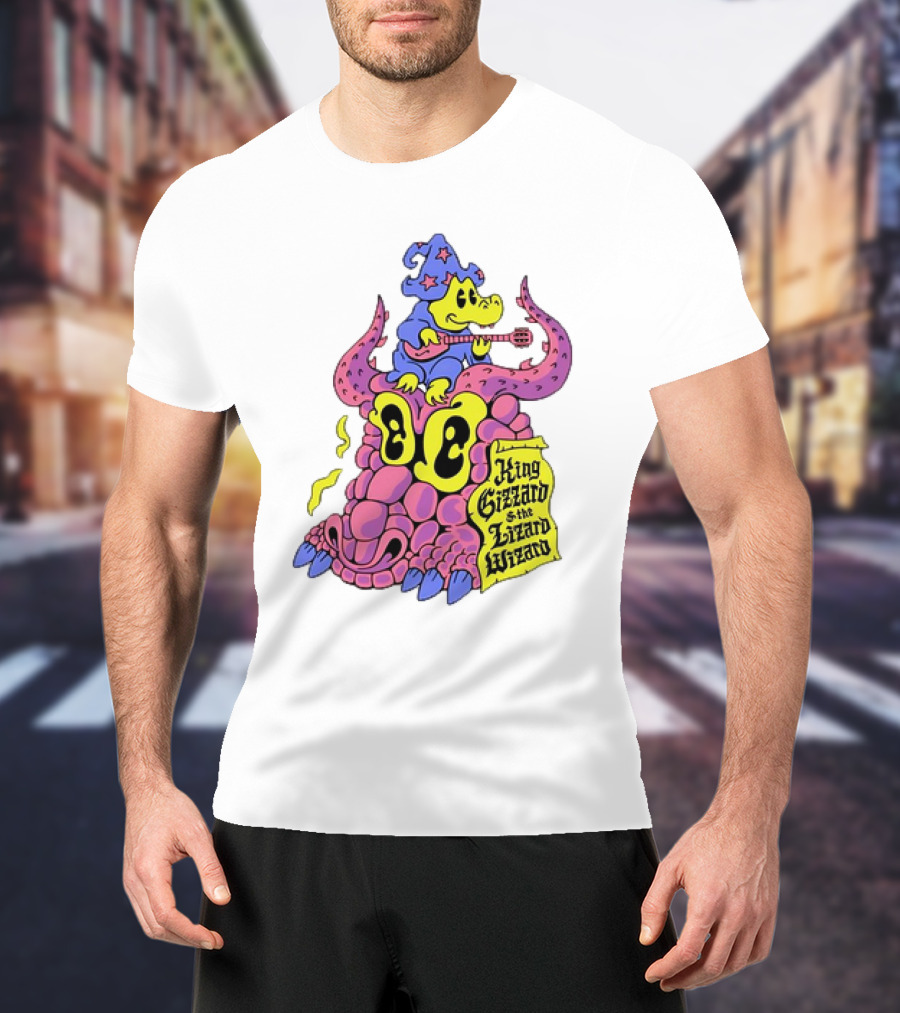 King Gizzard And The Lizard Wizard Gator Wizard Playing Guitar On Monster Head T-Shirt