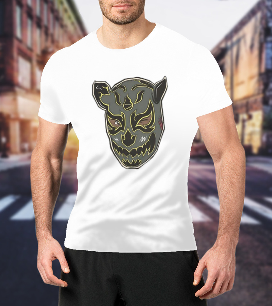 Luchador Black Mask With Grey And Yellow AEW T-Shirt