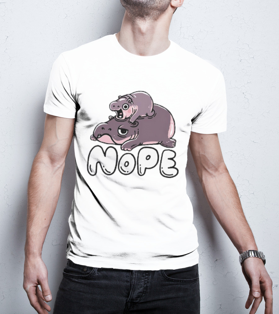 Moo Deng Cute Hippo With Baby Nope T-Shirt