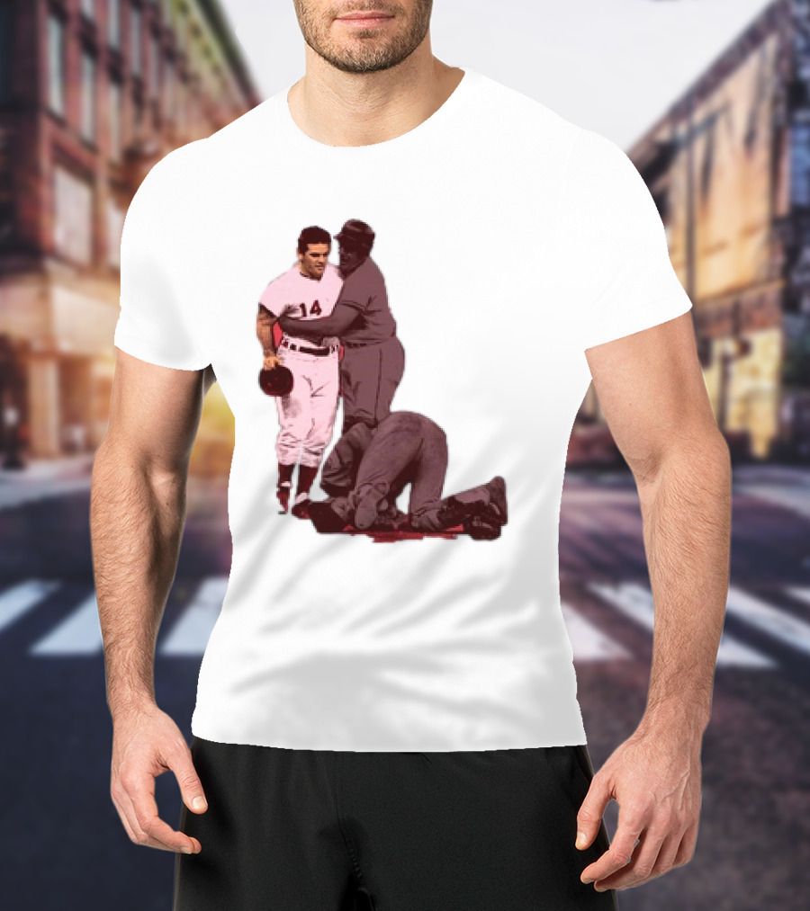 Pete Rose Levels Ray Fosse Baseball Collision Moment T-Shirt