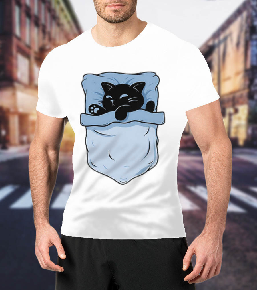 Pocket Nap Sleeping Cat Cuteness Cozy In Your Pocket T-Shirt