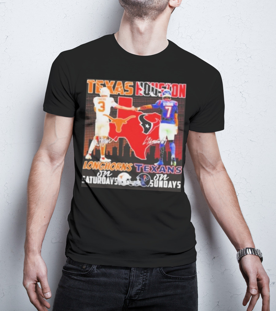 Texas Longhorns Longhorns On Saturdays Texans On Sundays T-Shirt
