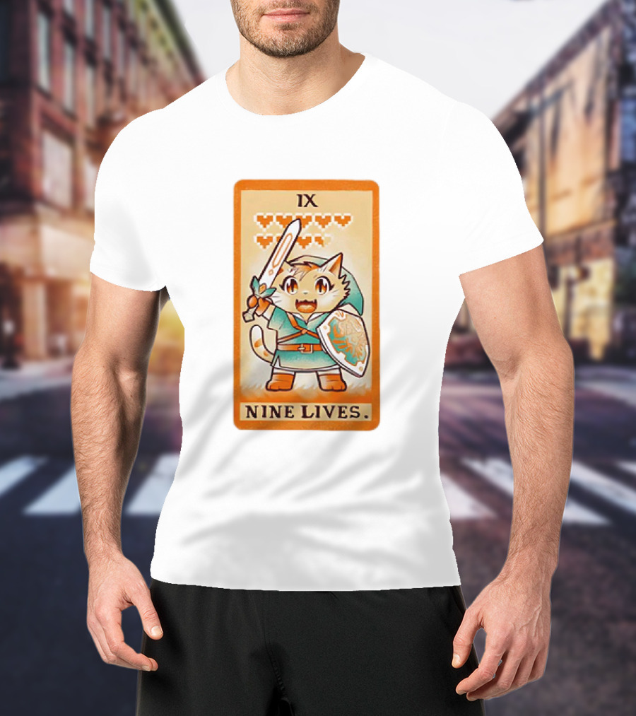 Nine Lives Tarot Cat IX Link The Legend Of Zelda T-Shirt